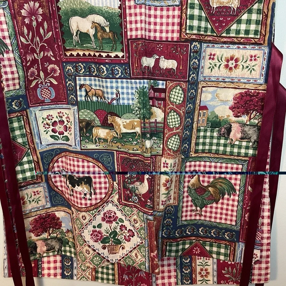 Handmade Reversible Cobbler Apron Farm Themed Homestead Trad‎ Wife